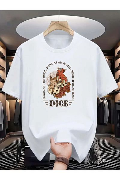 Alviora White Dice Printed T-Shirt