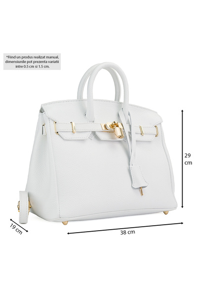 Posete Fagaras Edith Leather Purse - Plain White, Genuine Leather Bag, Bags, Summer Bags, Genuine Leather