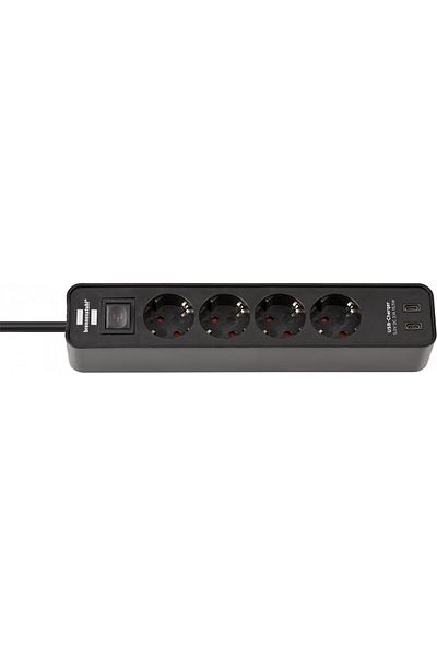 Brennenstuhl Prelungitor Ecolor 4 prize, 2xUSB-C, 1.5m Negru