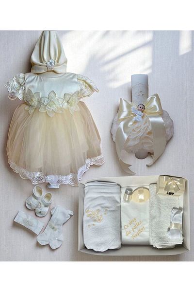 Botez Complete baptism set - Celine ivory with angel theme