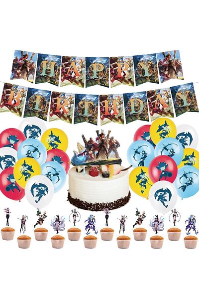 BESTZY birthday set, latex/cardboard, multicolor, 36 pieces