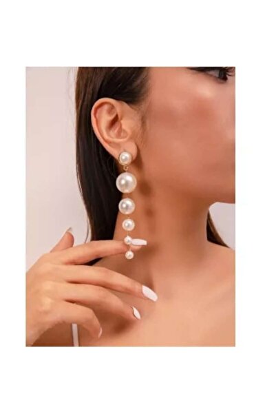 Inovius - Long White Pearl Earrings