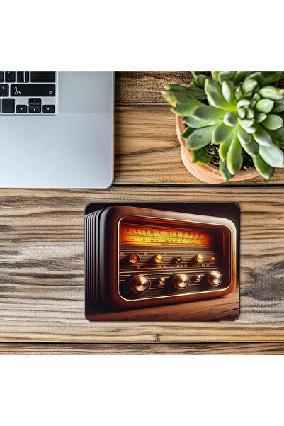 Luluyen لوحة ماوس راديو قديمة مع هيكل خشبي - 19 × 23 سم 2 مم مستطيلة مطبوعة مستوردة