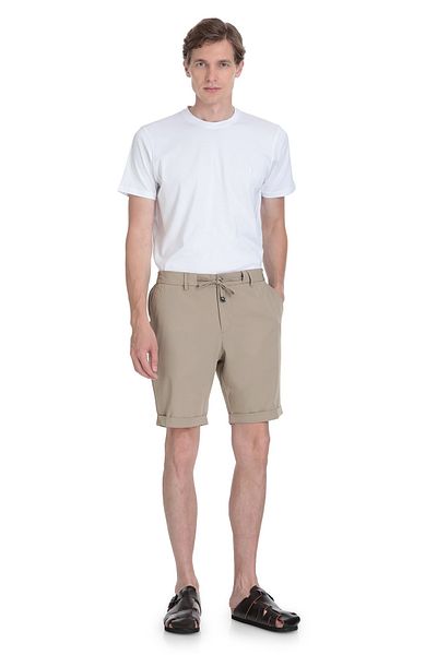 Hatemoğlu Beige Relaxed Cut Shorts with Side Pockets