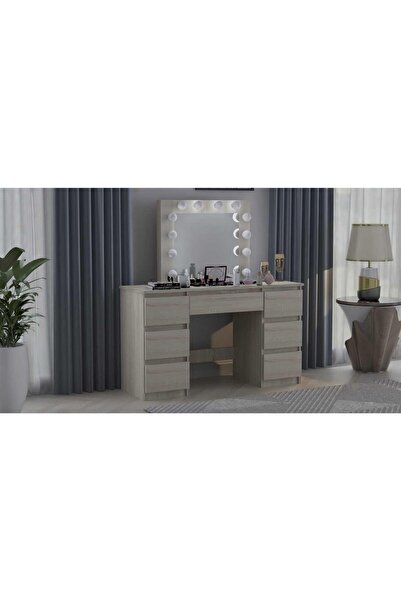 Mercaton Vanity Table/Mirror with LED Lights, Vanessa, Oak, 130x43x143 cm