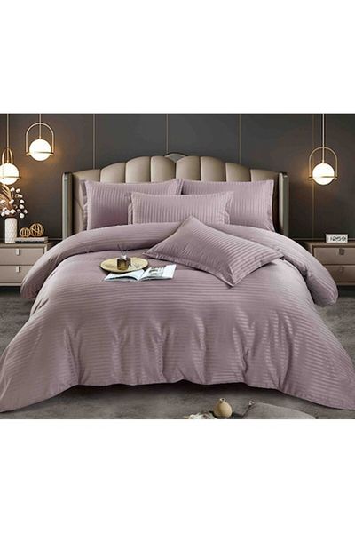 JOJO HOME Damask Bedding Set, 1 Person, 4 Pieces, 155 x 230 cm Lila