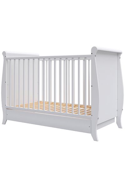 Hubners Pătuț pentru bebeluși din lemn Mara 120×60 cm alb cu sertar