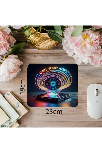 Luluyen 3D Модерна Мотивационна Подложка за Мишка с Часовник - 19x23 см 2 мм Правоъгълна Подложка за Мишка с Вносен Принт