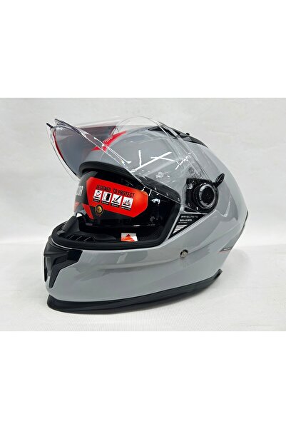 MT Braker Sv Nardo Gri Parlak Renk A12 - Şefaf Vizörlü- Iç Güneş Vizörlü - Motosiklet Kaskı V-28B