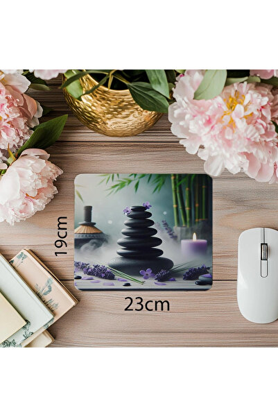 Luluyen Mousepad cu pietre Zen stivuite una peste alta - 19x23 cm 2 mm dreptunghiular imprimat importat mouse pad