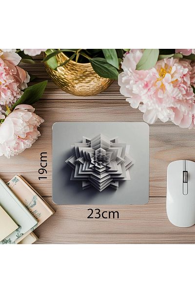 Luluyen Layered Diamond Pattern Flower Mousepad - 19X23 cm 2 mm Rectangle Imported Printed Mouse Pad