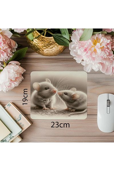 Luluyen Sniffing Mouse Themed Pen Drawn Mouse Pad - 19X23 cm 2 mm Rectangle Imported Printed Mouse Pad