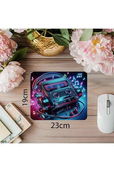 Luluyen Old Music Player Mouse Pad – Neon Effect – 19X23 cm 2 mm Rectangular Imported Printed Mouse Pad