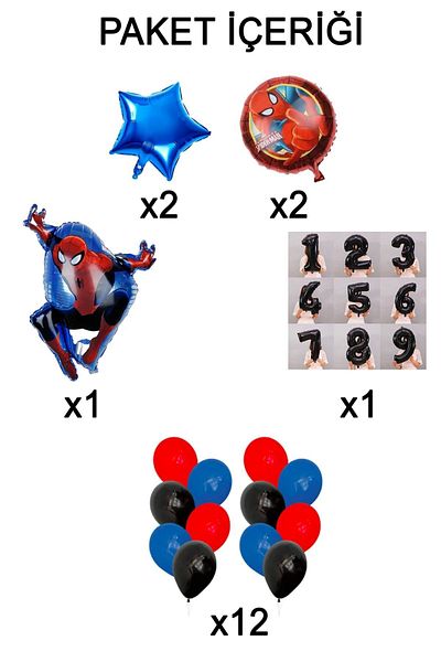 PARTİAVM 4 Year Old Spiderman Foil Balloon Set Black Number Balloon Spider-Man Balloon