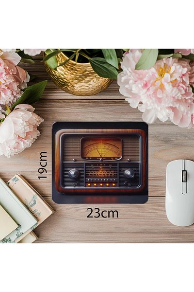 Luluyen Подложка за мишка с винтидж циферблат и дизайн на радио - 19x23 см, 2 мм, правоъгълна, вносна, с печат
