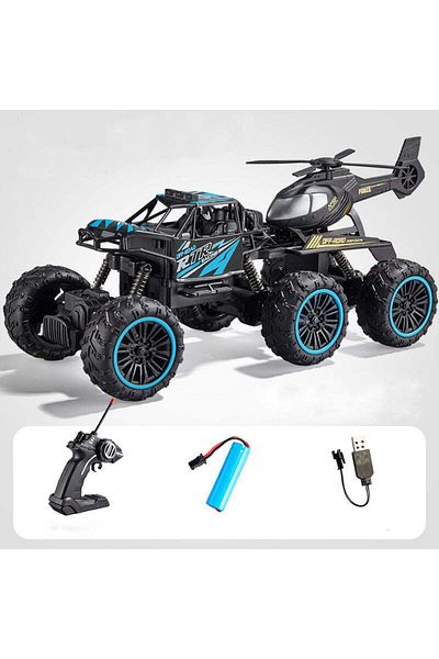 Generic 2.4G Remote Control Car 6 Wheels Racing Climbing Off-road Truck with Removable Helicopter