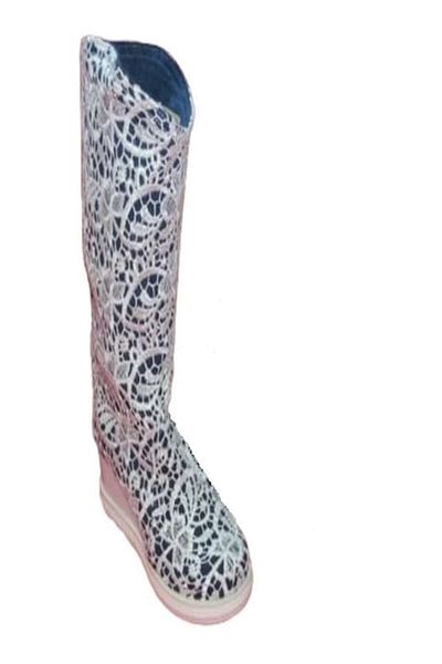 blue moon - Donnatela Denim Boots, White, Size 36