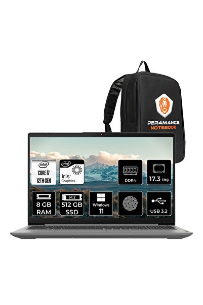 LENOVO IdeaPad 3 17IAU7 i7-1255U 8GB 512GB SSD 17.3" FHD W11P Taşınabilir Bil...