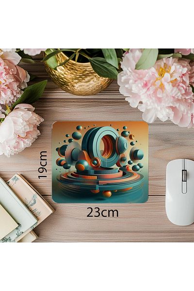 Luluyen Mousepad cu design modern simetric circular - 19x23 cm 2 mm dreptunghiular importat imprimat mousepad