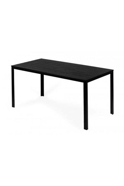 Modern home Masă de grădină, 6 persoane, 156 x 78 cm, oțel vopsit în câmp electrostatic, imitație de lemn, Modern Home, Negru