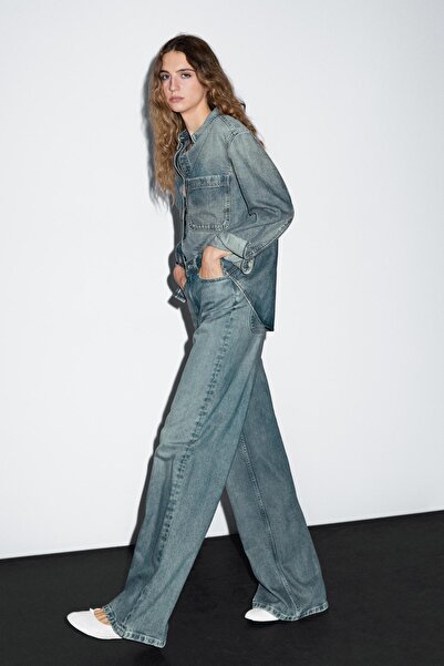 Massimo Dutti Yüksek bel geniş paça jean