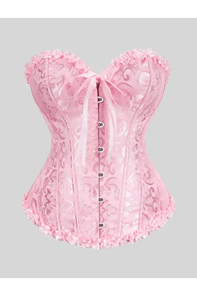 La Saade Corset roz sexy din satin retro vintage Y2k