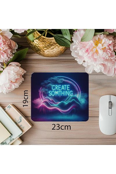 Luluyen Mouse Pad Creativ Neon cu Efect Glitch - 19x23 cm 2 mm Mouse Pad dreptunghiular imprimat importat