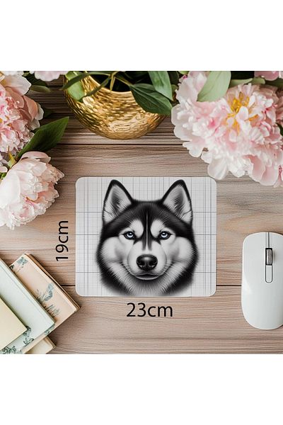 Luluyen Mousepad cu desen cu cărbune Husky Siberian - 19x23 cm 2 mm dreptunghiular importat imprimat mouse pad