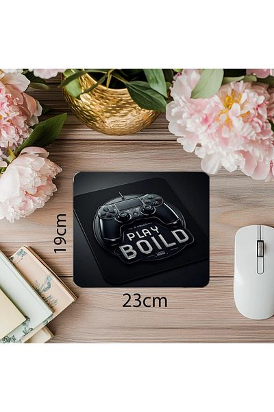 Luluyen Modern Gamer Mousepad with Play Bold Written - 19X23 cm 2 mm Rectangular Imported Printed Mouse Pad