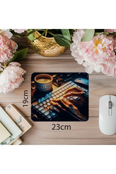 Luluyen Mouse Pad cu software scris în stil scris de mână cu espresso - 19x23 cm 2 mm dreptunghiular Mouse Pad imprimat importat