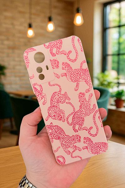 Vip Case Xiaomi Redmi Note 12S - حافظة مطاطية كلاسيكية ممتصة للصدمات من السيليكون بنمط الفهد الوردي277