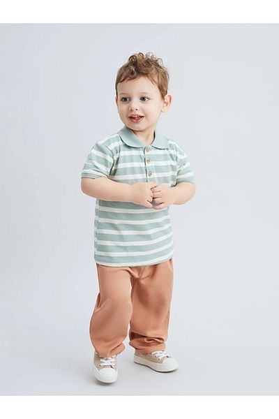 LC Waikiki Kanz Green Polo Collar Baby Boy T-Shirt and Trousers 2 Pcs