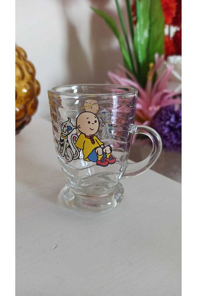 Hureggo Vintage Caillou and His Dog Original Glass Cup with Handle & 8.5 cm