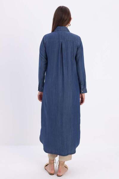 ALLDAY Denim Gizli Patlı Uzun Gömlek