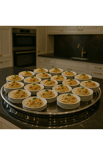 Veliday صينية ستانلس ستيل 80 سم - صينية ستانلس ستيل منقوشة - صينية تقديم مستديرة