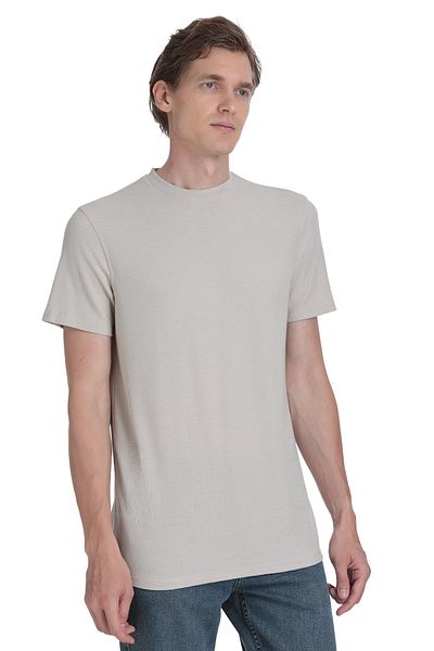 Hatemoğlu Ecru Regular Fit Crew Neck T-Shirt