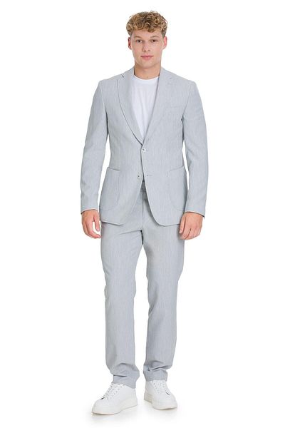 Hatemoğlu Gray Slim Fit Striped Mono Collar Suit