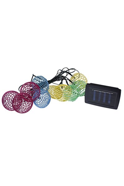 PRC Ghirlandă solară cu LED-uri, 10 spirale colorate, diametru glob 5,5 cm
