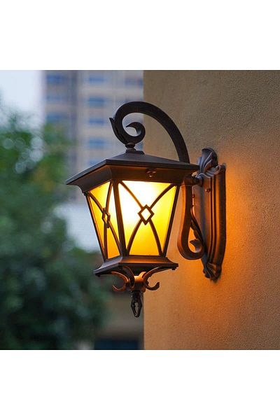 OEM Modern lantern, outdoor, wall mounting, E27 socket, max 60w bulb, 220V, BROWN