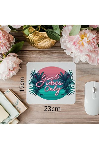 Luluyen Pink and Turquoise Neon Script Mouse Pad - 19X23 cm 2 mm Rectangle Imported Printed Mouse Pad