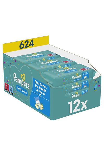 Pampers Fresh Clean Wet Wipes, 12 packs x 52, 624 pcs