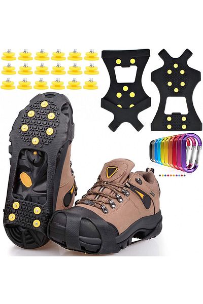 Singtis Set of 2 anti-slip studs for boots, metal/TPE, black/yellow, size L
