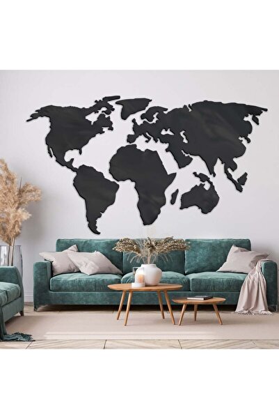 Marktna لوحة اكريلك اسود بنقشة خريطة العالم