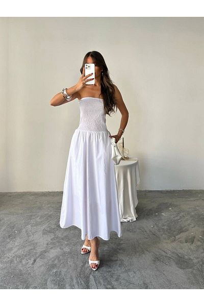 Miss Prova Strapless Rubber Detail Pocket Lined Dress Misselb6349