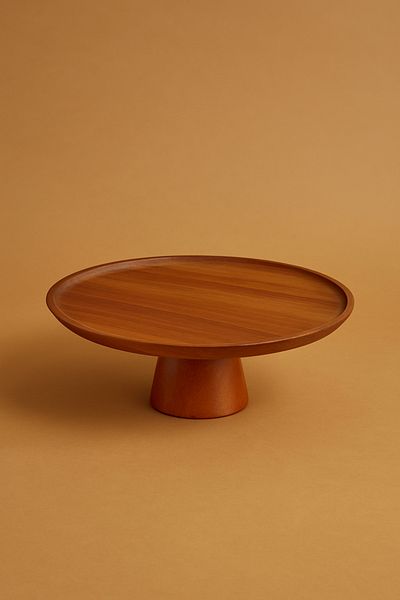 Fhilli Tohana Acacia Wooden Leg Presentation Plate 30 cm Natural Serving and Cake Presentation Stand