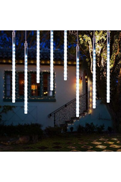 PROCART Instalație de Crăciun, 8 ploi de meteoriți, tub de 45 cm, 288 LED-uri albe, lungime 2,3 m, IP44