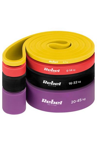 Rebel Set 4 benzi elastice ACTIVE POWER BAND, latex, 4-45 KG