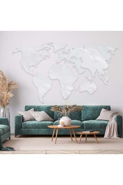 4gdran Silver acrylic sculpture with a world map pattern