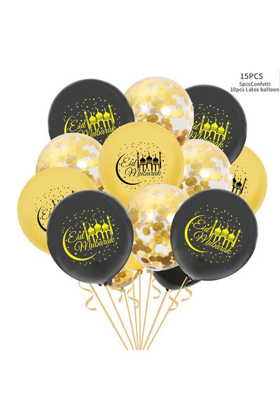 Yelajoy Eid Mubarak Latex Balloons for Ramadan Eid Islamic Muslim Party Decorations Ornaments(Black Gold)