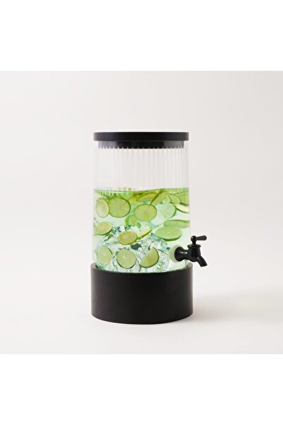 LA MESA موزع مشروبات زجاجي بقاعدة سوداء سعة 3.2 لتر